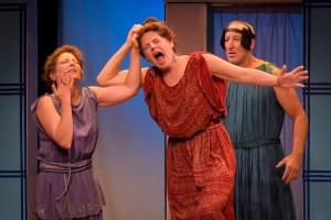 Delia MacDougall as Hermia, Stacy Ross as Helena, and Dodds Delzell as Snug